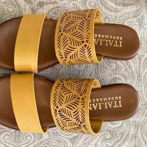 Italian Shoemakers Leather Yellow Platform Sandals